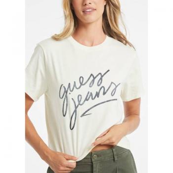 Écru Boxy Fit T-Shirt von Guess Jeans