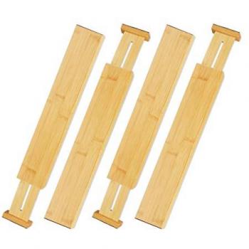 Organizer per Cassetti, Set di 4 Divisori Regolabili, 6 x 55 cm, Naturale