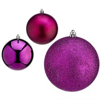 Boules festives violet 10 cm – décor de Noël en plastique