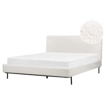 Beliani Off White Boucle Upholstered Bed Frame 5ft3