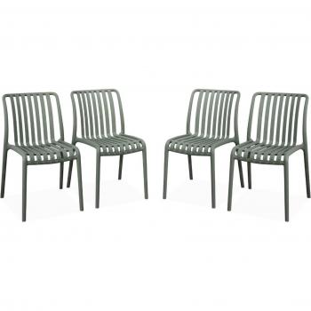 Jardín Green Gray Agathe: Set de 4 Sillas Plásticas Apilables