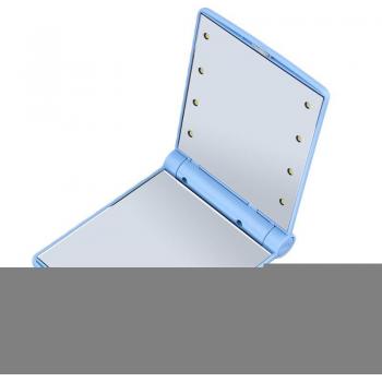 Portable Cosmetic Mirror with 8 LED Lights, 7 Colors, Compact Design for Ladies