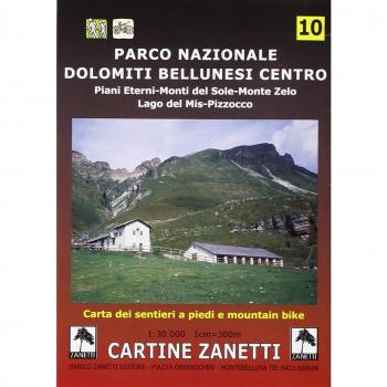 Parco Nazionale Dolomiti Bellunesi centro. Piani Eterni, Monti del Sole, Monte Zelo, Lago del Mis, Pizzocco 1:30.000