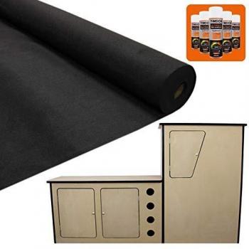Tapis de Doublure 11m² Noir avec Adhésif et Unité de Cuisine Camper Van