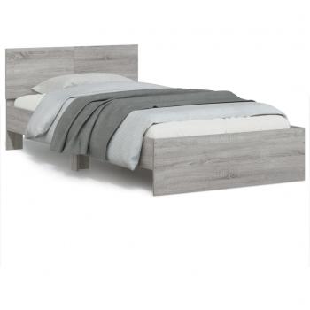 Bed Frame with LED Lights Grey Sonoma 100x200 cm