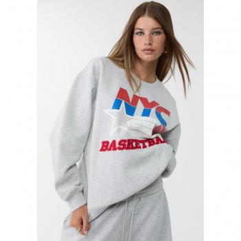 Stradivarius Basketball Style Sweatshirt Grey Melange L