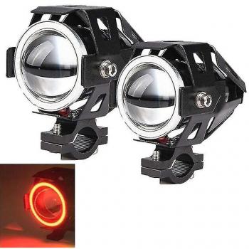Lumière de Conduite Moto U7 LED 125W avec Angel Eye Rouge