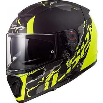 LS2 FF390 Casco de moto BREAKER FELINE, Negro/Amarillo, Talla XS