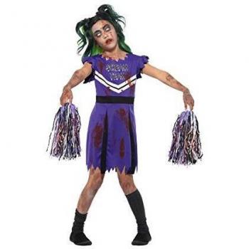 Disfraz de cheerleader zombie morada para niña