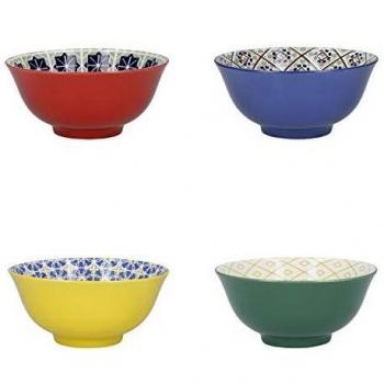 Set of 4 Green Ceramic Cereal Bowls in Gift Box