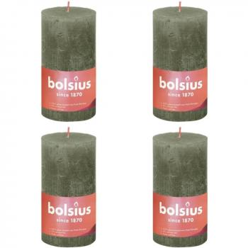 Pack Bougies Pilier Vert Olive – 4 unités