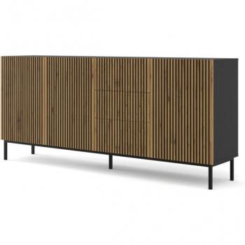 Buffet AC-Déco 3 portes et tiroirs cadre noir Ravenna