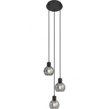 Qazqa 3-flammige Pendelleuchte Vidro, Grau, Art Deco