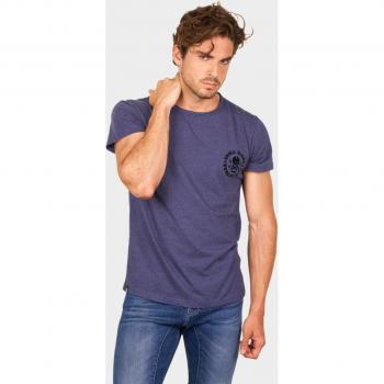 Camisa Hombre “Born to Ride Faster” en Azul Marino, manga corta, algodón 100% orgánico