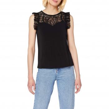 Vero Moda VMALBERTA Top Dentelle S/L Femme Noir 44