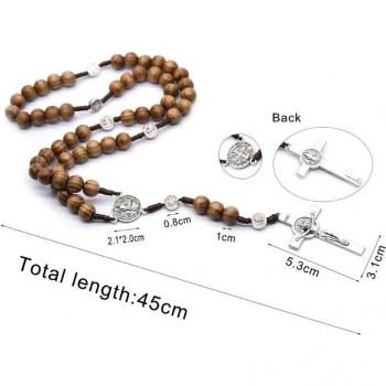 Croix du Christ Perles Ronde Collier