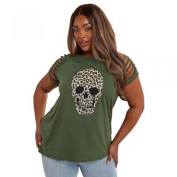 Size 22/24 Skull Leopard Cutout Top