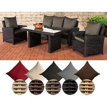 Polyrattan Sitzgruppe FISOLO – Rundrattan Set, 5 Plätze, Anthrazitbezug