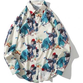 Chemise Streetwear Hip Hop à boutons pour hommes