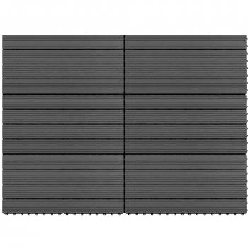 Dalles de terrasse WPC 6 pièces 60x30 cm couleur noire