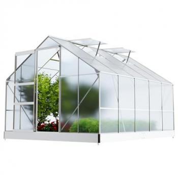 GARMIO® Aluminium Gewächshaus ARONA 310x250cm mit Fundament und 4 Dachfenstern für Gartenpflanzen