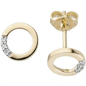 Ohrstecker Rund 585 Gold Gelbgold 6 Diamanten Brillanten