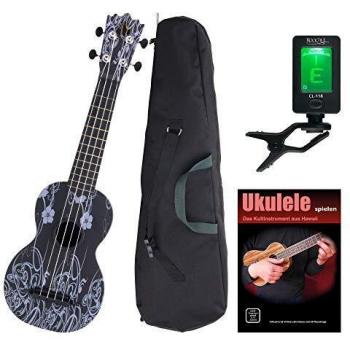 Set Ukulélé BeachBuddy Noir avec Accordeur Classique