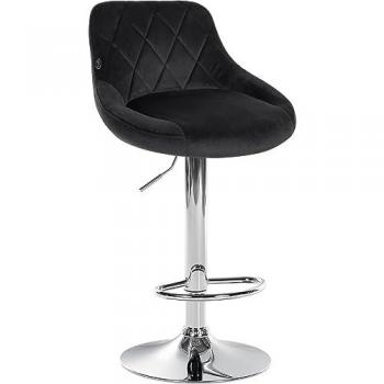 Tabouret Lazio en Velours avec Base Métallique Noire