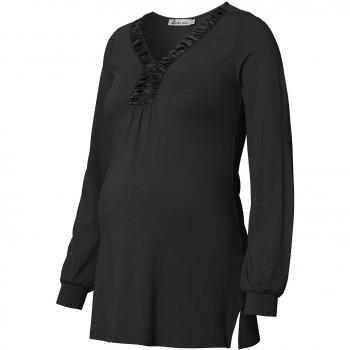 Queen Mum V-Ausschnitt Umstandsbluse mit leichtem Puff-Effekt 73004058 Farbe: Schwarz