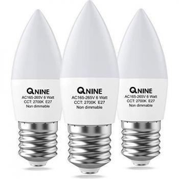 QNINE 6W E27 LED Candle Bulb, Warm White