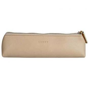 Fyore Luxury PU Leather Pencil Case Slim Design with Metallic Zipper Pocket Size for Pen Make Up Brush