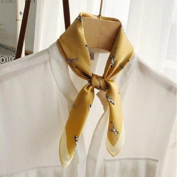 Women's Festive Deer Design Silk Scarf 53x53cm