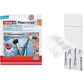 TESA 8 TIRAS ADHESIVAS DOBLE CARA TRANSPARENTE POWERSTRIPS 58814-00000-00, (15 u.)