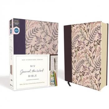 NIV, Journal the Word Bible, Cloth Over Board, Pink Floral, Red Letter Edition, Comfort Print, by Zondervan