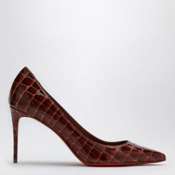 Women’s Kate by Christian Louboutin, Burgundy, Size 38, Alligator-Embossed Leather Pump
