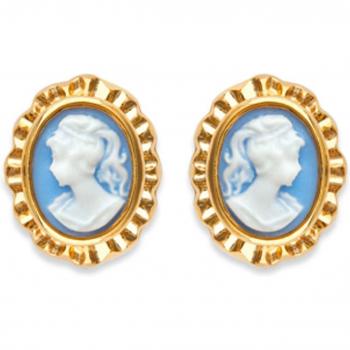 Lily’s Treasures – Orecchini “Camee” Oro Placcato 11×14 mm Blu