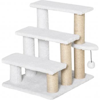 PawHut Escalier « Duo‑Balle » : chat & chien, 3 marches, poteau griffoir, peluche en jute