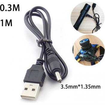 3.5mm USB Charging Cable for Headlamp with DC Adapter