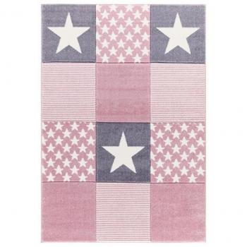 LIVONE Happy Rugs Kinderteppich Starwalk, rechteckig, 14 mm, rosa-grau weicher Flor