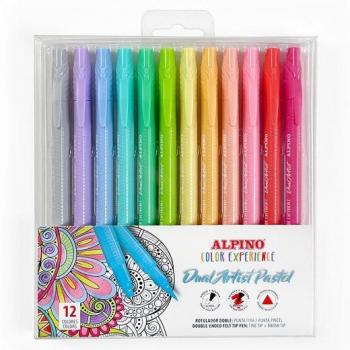Estuche 12 rotuladores doble punta dual artist pastel