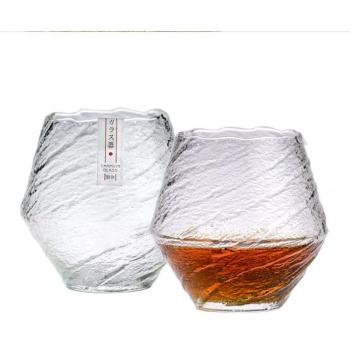 Whiskey Neat Glass with EDO Blowing Snow Artwork and Wooden Case