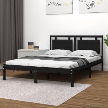 Vidaxl Massivholzbett Schwarz 200x200 cm