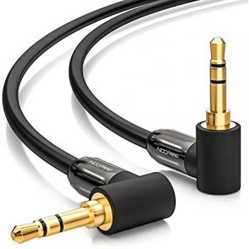 DeleyCON 1m Stereo Klinkenkabel 3,5mm mit gewinkelten Steckern für Smartphones und Tablets