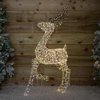 GlowFlex Reindeer 1.1 m – White & Warm LED Celebration