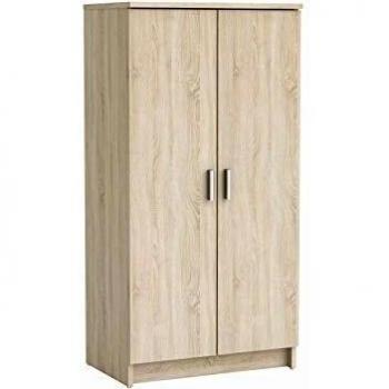 Demeyere Armoire à Chaussures Compacte 2 Portes Ouvrantes, Chêne Brossé, 54,6 cm x 35,3 cm x 108,4 cm
