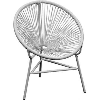 VidaXL Silla de Jardín Redonda Ratán Sintético Blanco 69x66x87cm