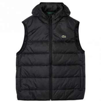 Ropa exterior con capa aislante y capucha Lacoste Puffer Contrast negro en tamaño L