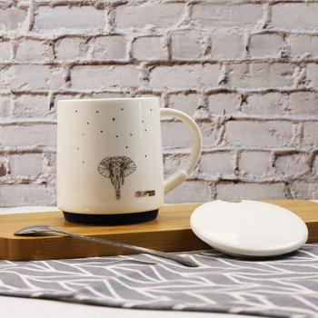 Starry Sky Animals Office Tea Cup with Lid and Spoon
