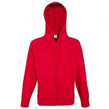 Red M Fruit of the Loom Zip Hooded Sweatshirt for Men
