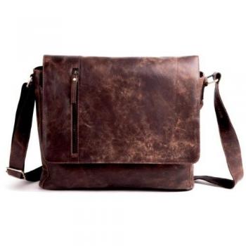 Harold's 36 cm Crunchy Leather Messenger Bag Brown